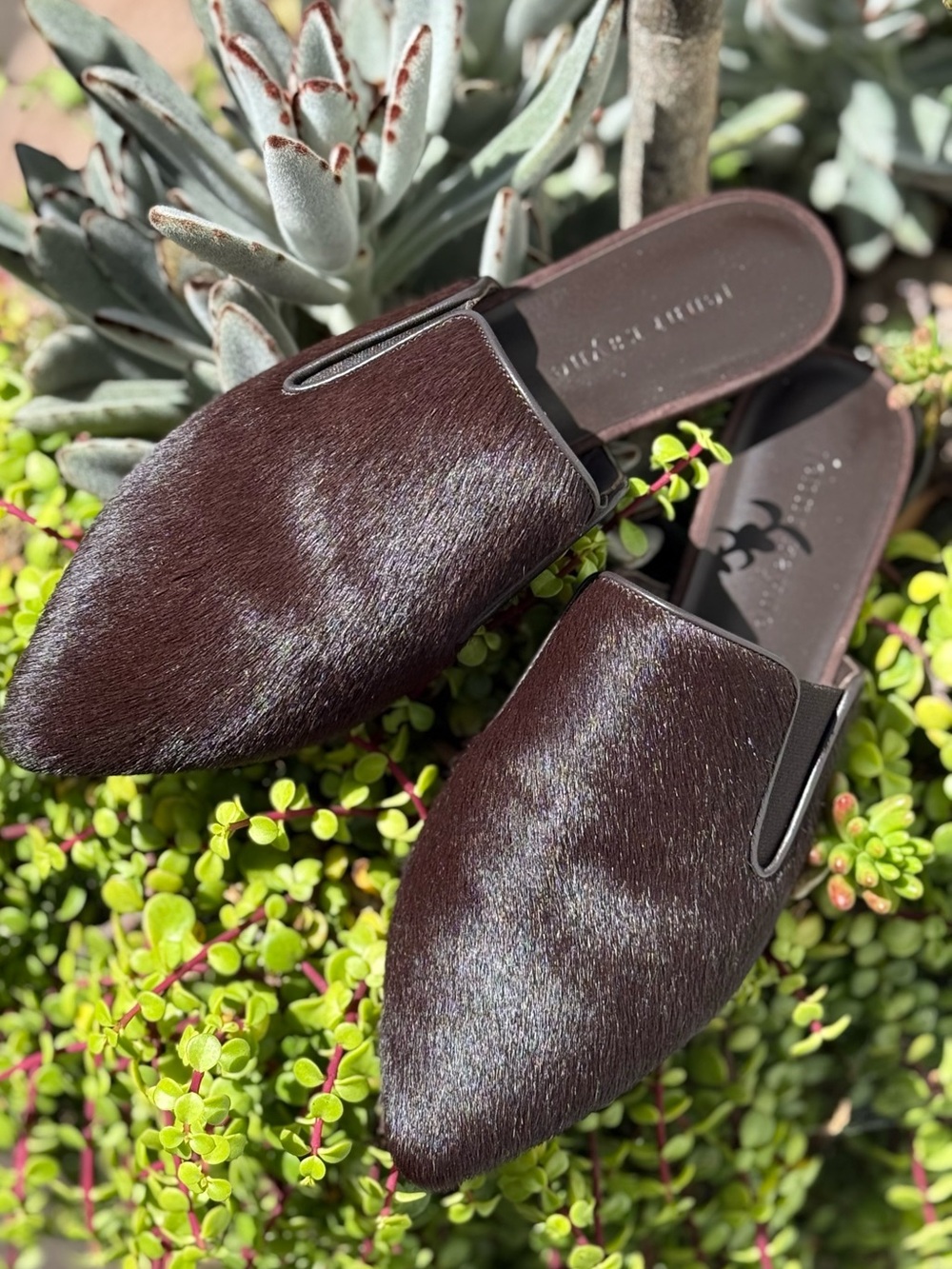 Jenni Kayne Chocolate brown Pony hair mules